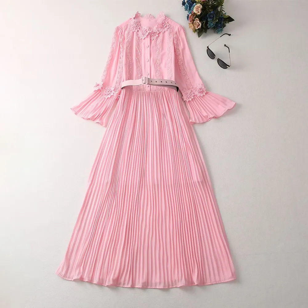 Elegant Chiffon Lace Maxi Dress - Flowy Pleated Pink Dress, Stylish Casual  Dresses for Women, Perfect for Parties & Special Occasions from Dhgate  Basic & Casual Dresses - price 120.45