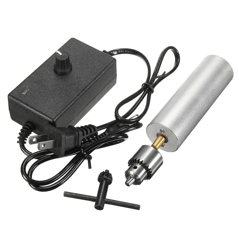 Boormachine US Plug DC 6V24V Mini Electric Hand Drill 385 DC Motor med JT0 Chuck Justerbar hastighet DIY -verktyg Hållbart