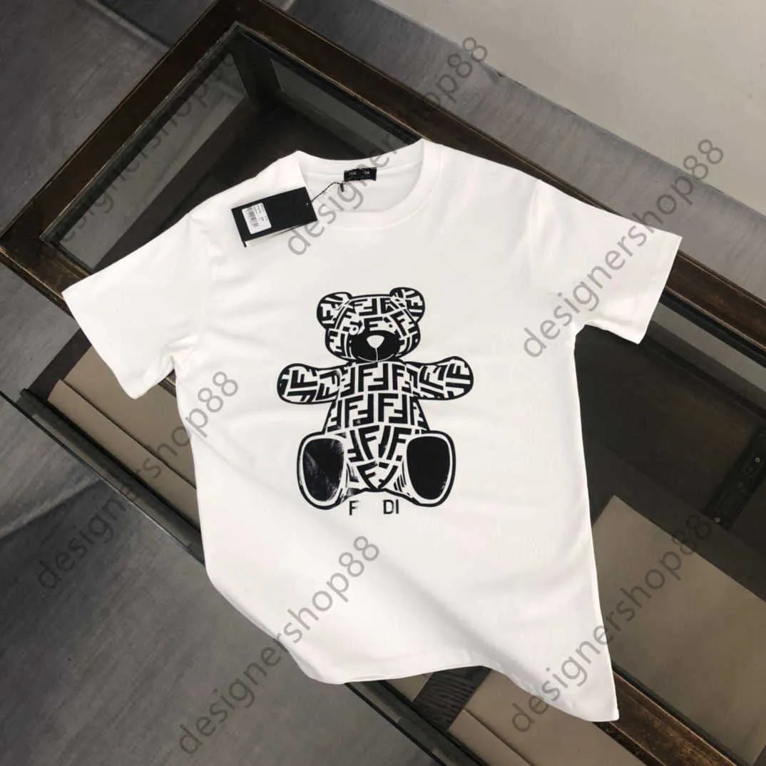 Fandy Men's T-Shirts New Product 2023 New Couple Style Little Bear Printed Wash Cotton Short Sleeve T-shirt Pure Cotton Short Sleeve Europe and America
