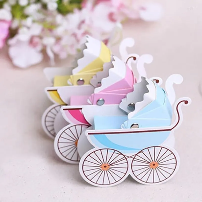 Emballage cadeau 50 pièces boîtes à bonbons en forme de chariot pour fête de mariage bébé douche faveur d'anniversaire fournitures de décoration