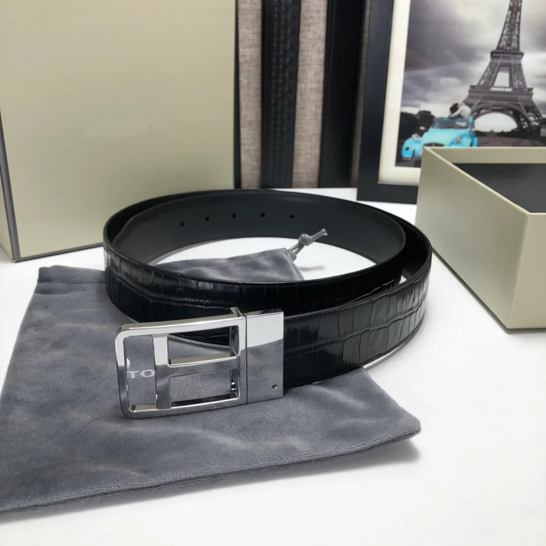 Luxury Designer Tom Belt Men Clothing Accessories Belts Big Buckle Fashion Women High Quality 3A+ Genuine Leather Width 3.8cm Waistbands With Box And Dustbag