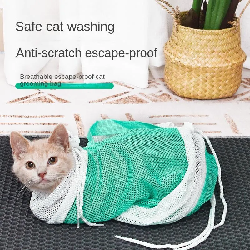 Grooming Ny multifunktionell kattpåse kattbad nagel matning rengöring tvättväska anti katt skrap fast väska husdjur leveranser tillbehör för katter