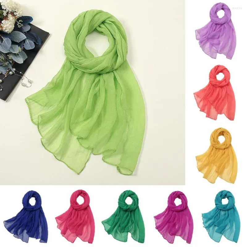 Sjaals 170 70 cm Dunne Chiffon Sjaal Effen Kleur Zon Bescherming Lange Strand Zonnebrandcrème Sjaals Wraps Moslim Hijab Hoofdband