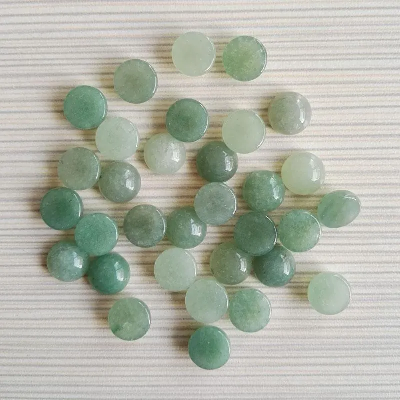 Cristal Moda 10x10mm natural verde Aventurina rodada CAB CABOCHON contas de pedra para acessórios de jóias por atacado 50 pçs/lote grátis