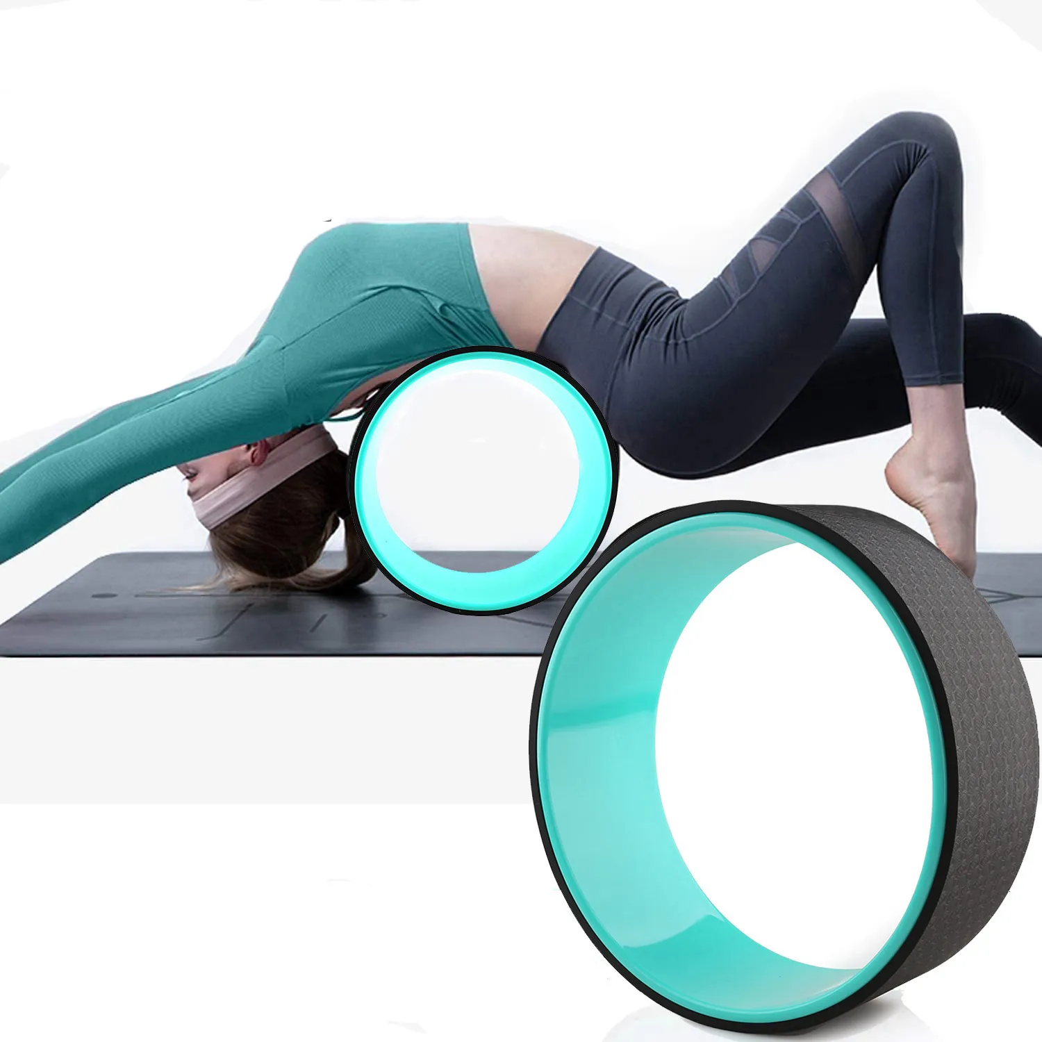 Yoga cirklar Yoga Wheel TPE Non-Slip Yoga Spine Roller Wheel Circle för ryggsmärta Ain Relief and Improving Backbends Flexibility Training 230617