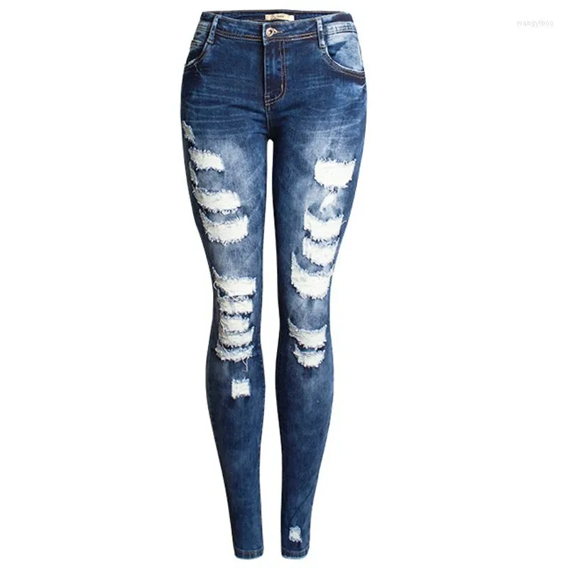Женские джинсы Сексуальные уличные уличные женские женские брюки для карандашных брюк капри с низкой талией брюки с разбитыми разрушенными дырами