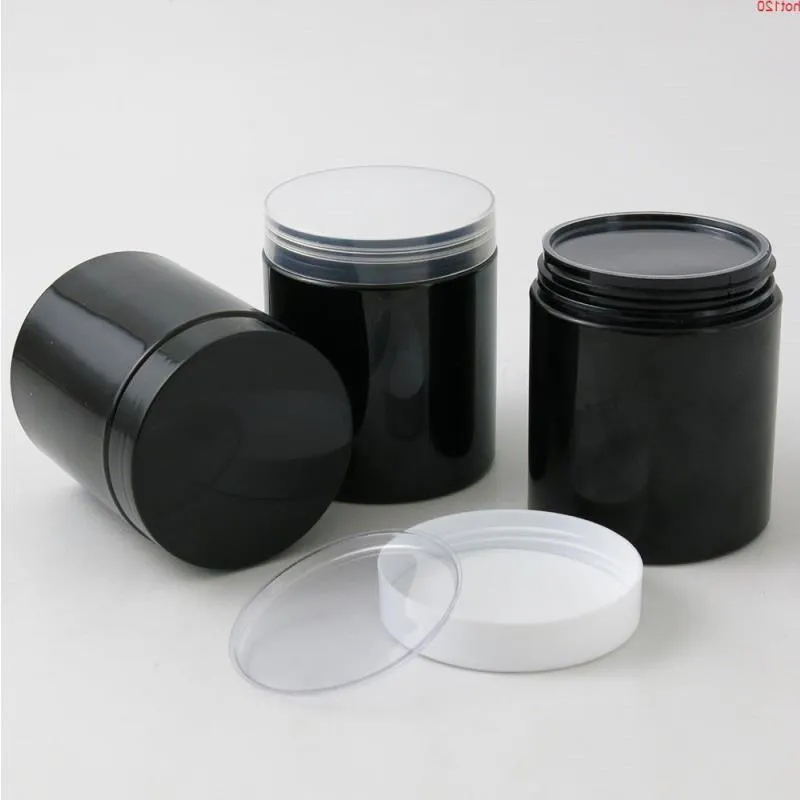 20 × فارغة 250 جرام الجرار الأليفة السوداء مع أغطية برغي بلاستيكية بيضاء 250 مل 833 أوقية حاوية كريمة مع PE Padgood ILFXF