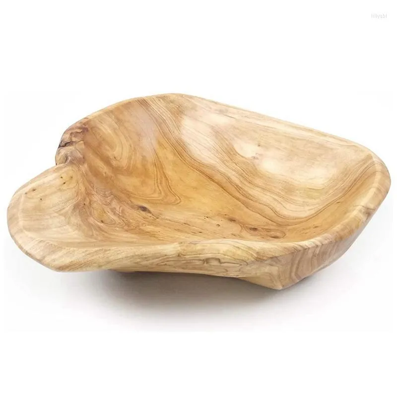 Schalen 2X Obstsalat-Servierschüssel aus Holz, handgeschnitzte Wurzel, kreatives Wohnzimmer, echtes Holz, Süßigkeiten, 20–24 cm