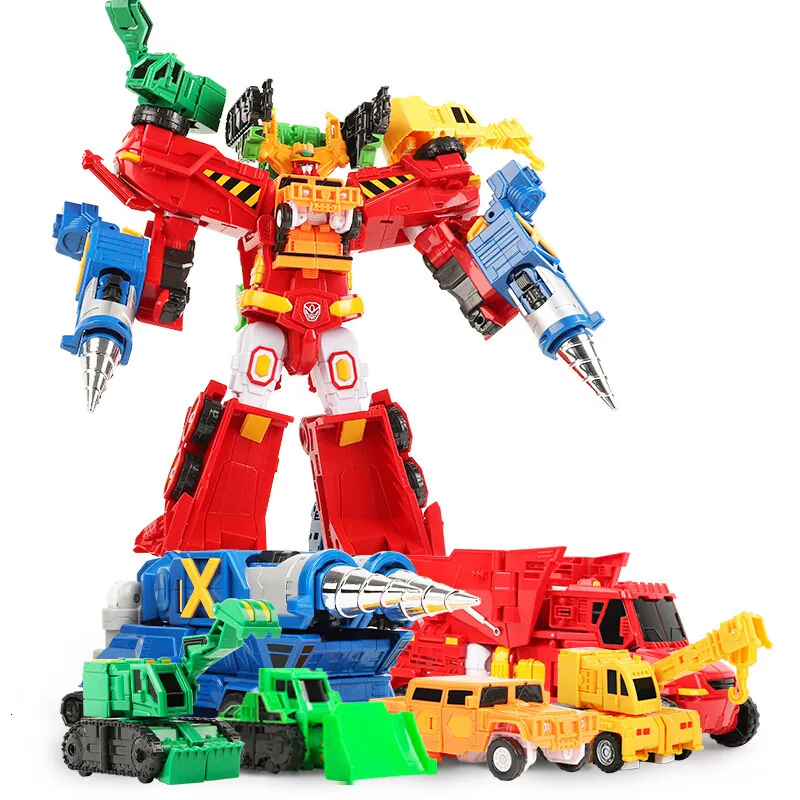 Jouets de transformation Robots 6 IN 1 Hello Carbot Transformation Robot Toys Figurines d'action Deformation Engineering Car Truck Dump Crane Vehicle Toy 230617