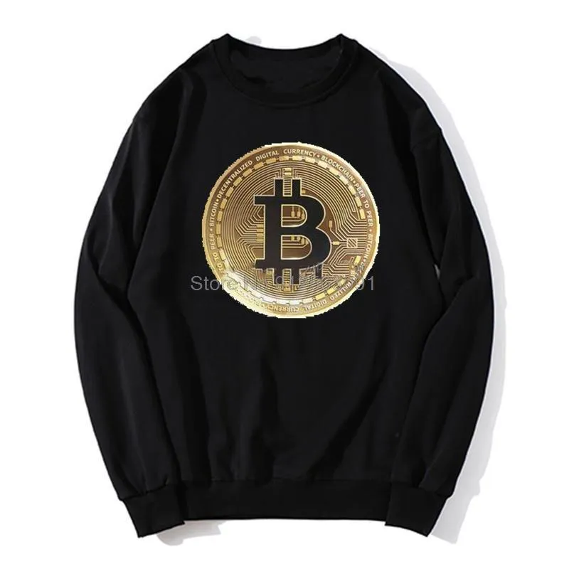 Herrtröjor tröjor guld bitcoin hoodie cryptocurrency krypto valuta geek unisex fleece tröjor män o-hals hoodies tröja streetwear harajuku 230617
