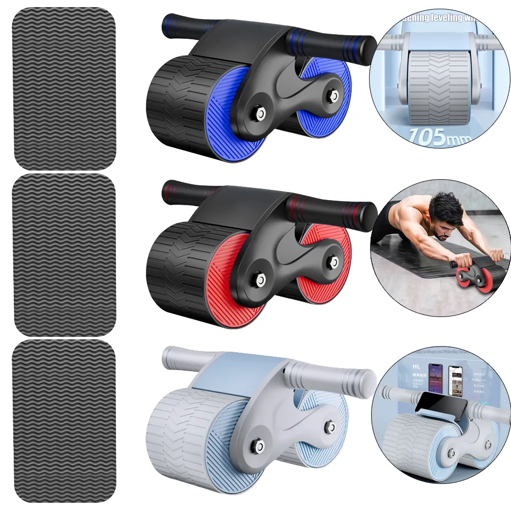 Core Abdominal Trainers Anti Slip Wheel Roller Automatisk rebound AB för arm i midjebensträning med knäbad Stretch Muscle Trainer 230617