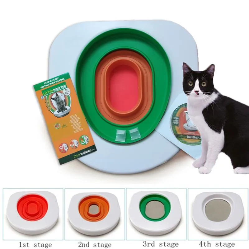 Répulsifs pour animaux de compagnie chat formation siège de toilette pour animaux de compagnie en plastique litière bac Kit entraîneur professionnel propre chaton chats en bonne santé tapis de toilette humain chat