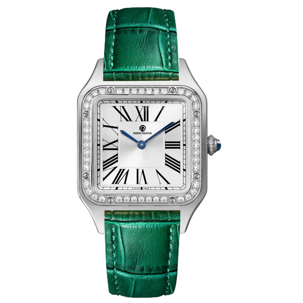 Relógio masculino designer de alta qualidade moda negócios retangular couro pulseira movimento quartzo safira vidro luxo caixa relógio