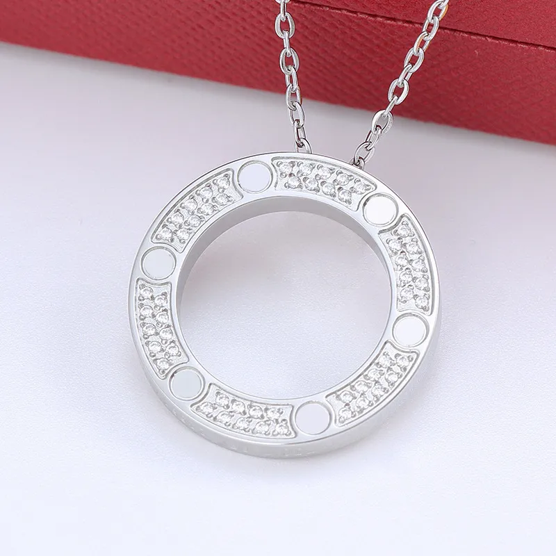 Big Circle Pendant necklace designer for women diamond jewelry rose gold silver chain Titanium Steel Pendants tennis necklaces designer Jewelrys party Gift