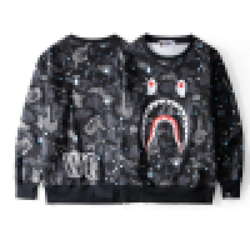 A Bathing A Ape Sets hommes loisirs requin noctilucent col rond rendu camouflage polaire