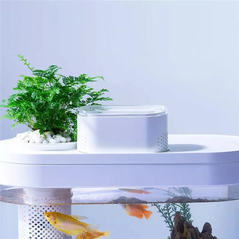 タンクXiaomi Geometryインテリジェント水槽Aquaponics Ecosystem Transparent Aquarium Smart Fish Feeder Sish Fish Tank Wifi Smart Box