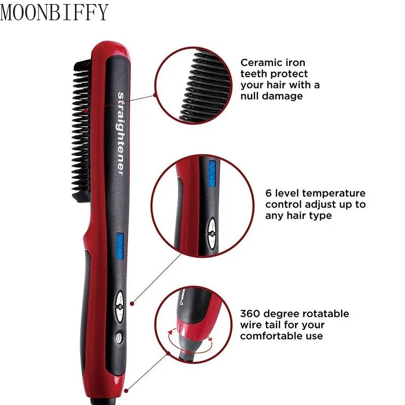 Spazzole Piastra per barba da uomo Ferro arricciacapelli Piastra ionica Pettine Arricciatura e stiratura dei capelli con calore rapido