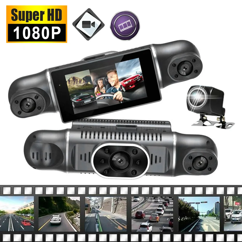 Q9 CAR DVR 4チャンネルHD 1080P 4-LENS INSINE VEHIOM DASH CAM 4ウェイカメラDVRレコーダービデオ登録者Dashcam Camcorder 24H