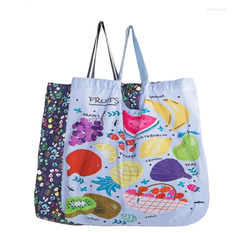 Sacolas de compras Bolsa dobrável Bolsa grande reutilizável Eco portátil Mercearia Brinquedo de praia Armazenamento de alimentos Bolsa de ombro feminina com estoque