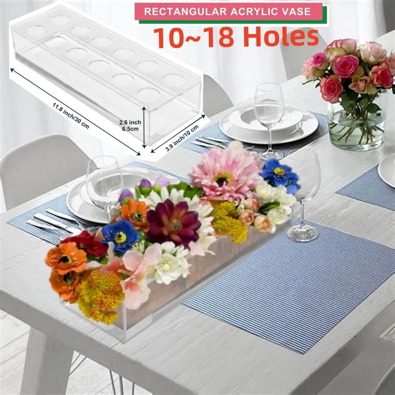 Vazen helder acryl bloemenvaas rechthoekig bloemen eettafel bloemstukken bruiloft decoratieve bloempot cadeau voor vakantie 230617