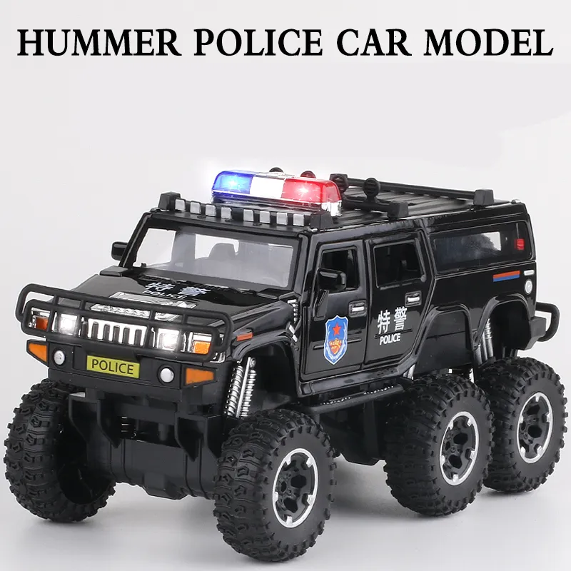 Diecast Model Car 1 32 H2 6*6 Big Tire Alloy Car Model Diecasts Metal Toy Modified Off-Road Fordon CAR MODEL KIDS GIFT A199 230617