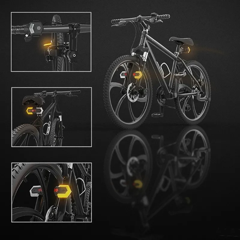 Luces traseras para bicicleta, señal de giro para seguridad de bicicleta  delantera y trasera, LED inalámbricos y recargables con control remoto