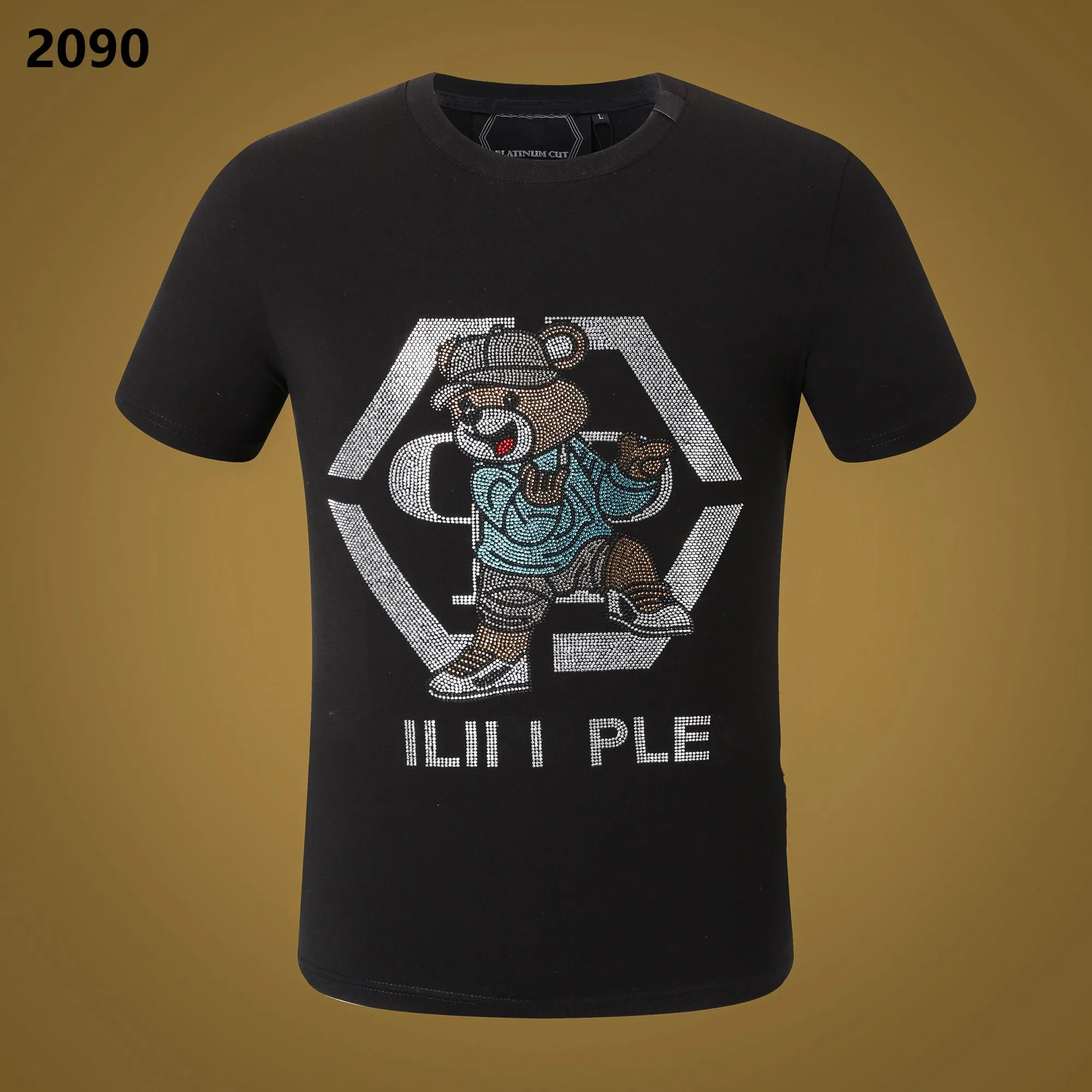 Philips Plein New Men T-Shirt Designer Pp Skull Diamond T Shirt Plein Shirt Dollar Brown Bear Brand O-Neck Wysokiej jakości czaszki Paris T-shirt Pp Polo Shirt 2859