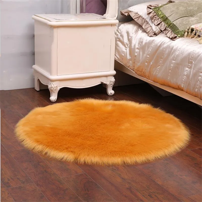 Mattor Super Soft Round Artificial Wool Rug El Home Plush Rugs Non Slip Carpet Washable Floor For Living Room Mat 150cm