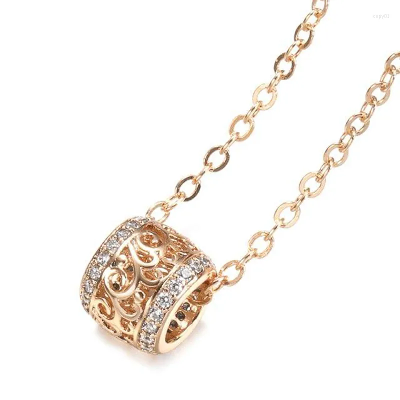 Anhänger Halsketten CAOSHI Fancy Schmuck Halskette für Frauen Zartes Design Gold Farbe Glänzende Zirkonia Zubehör Verlobungszeremonie