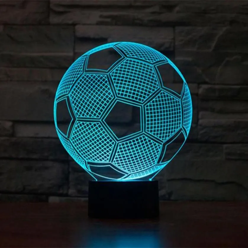 Ilusão De Ótica 3d Alimentada Por Usb 7 Cores De Futebol Touch Botton Mood Lamp Gadget Lighting