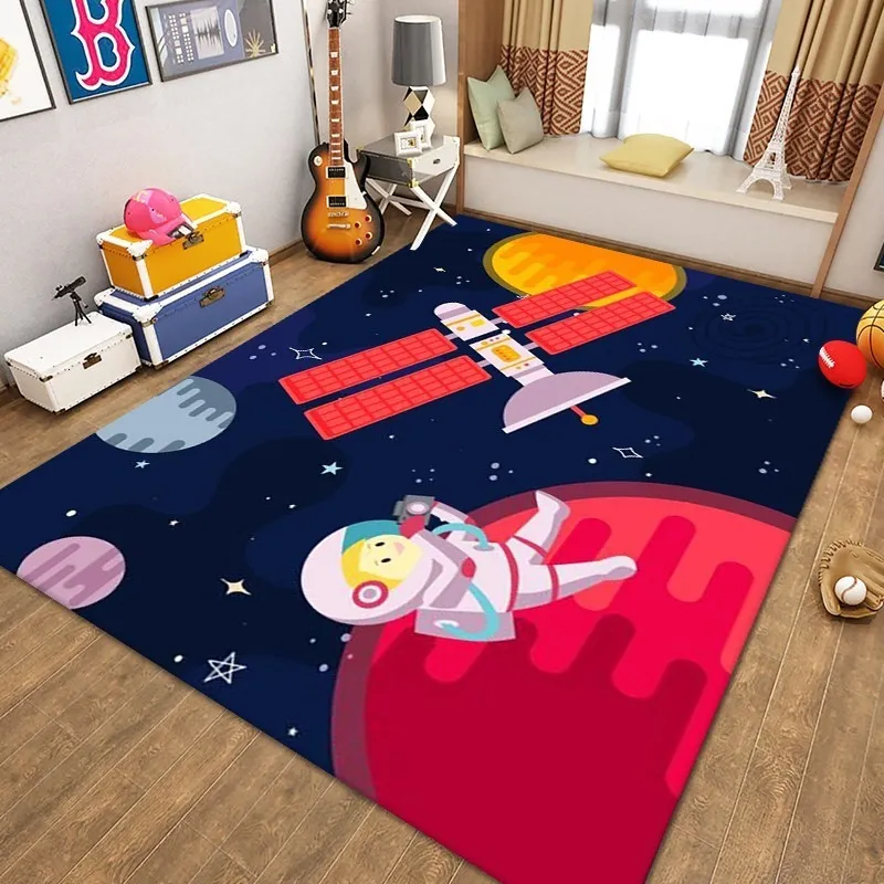 Play Mats 3D Space Planet Tapete de quarto infantil para sala de estar Quarto Tapete antiderrapante para decoração de casa Jogos infantis Tapete rastejante 230619