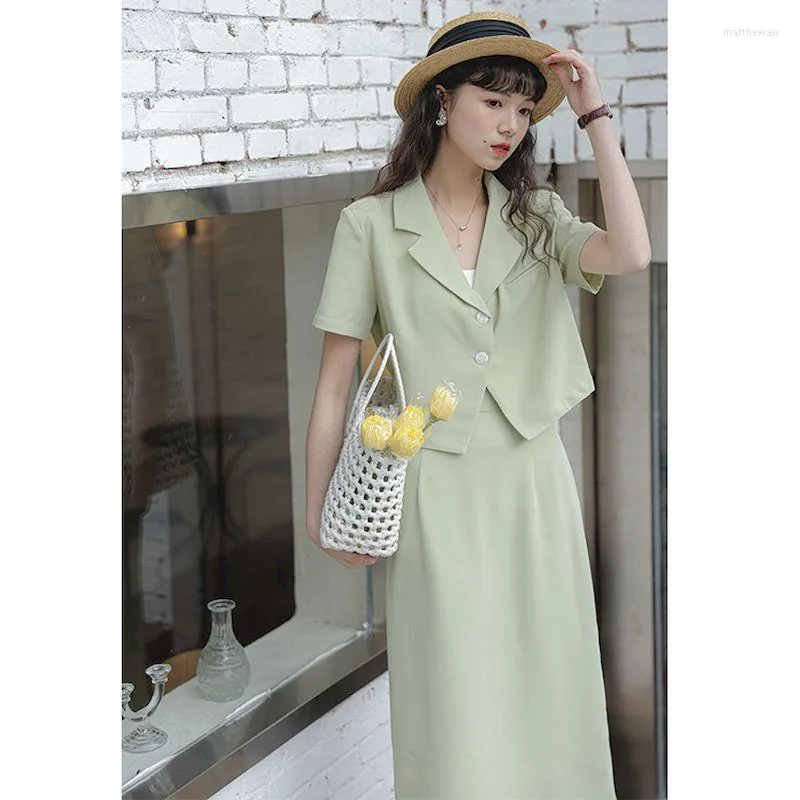 Tweedelige jurk UNXX zomer elegante casual dames midi-rokken pak losse jassen hoge taille halflange rok stukken set femme mode Koreaans