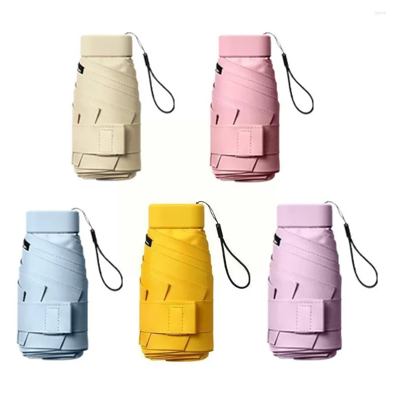 Paraplyer Mini Compact Pocket Paraply for Women Light 6 Folding Sun Protection and Rain Liten Card Bag Paraguas Mujer W4P3