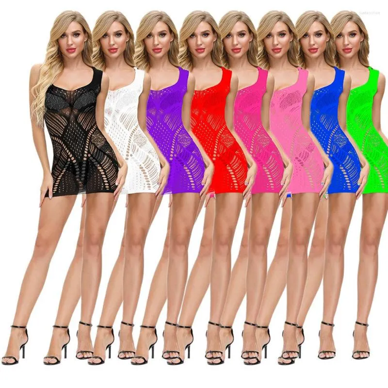 Casual Dresses Summer Women Mesh Erotic Sexy Club Nightgown Party Hollow Backless Full Slips