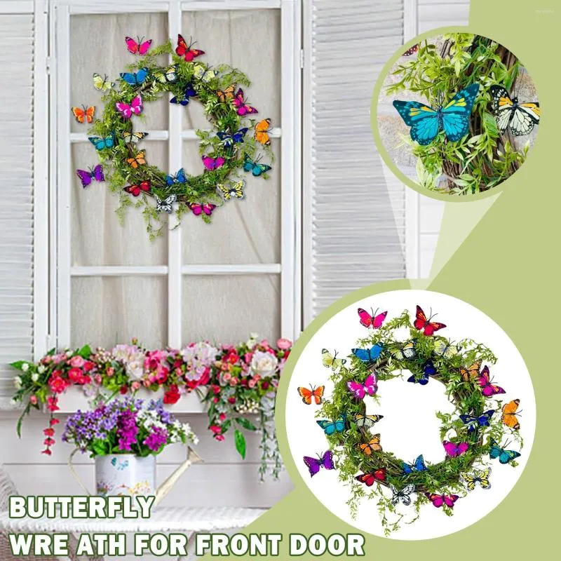 Decorative Flowers Christmas Candle Beautiful For Spring Butterflies Garden Wreath Decor Door Lighted Gnomes With Timer