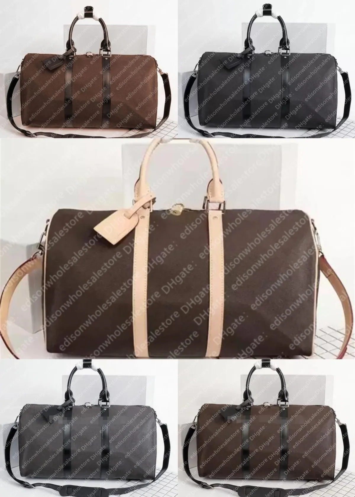 Üst Duffle Bag 45-50-55cm Kadınlar ve Erkekler Seyahat Çantaları Seyahat Çantası Erkekler Deri Çantalar Büyük Çapraz Vücut