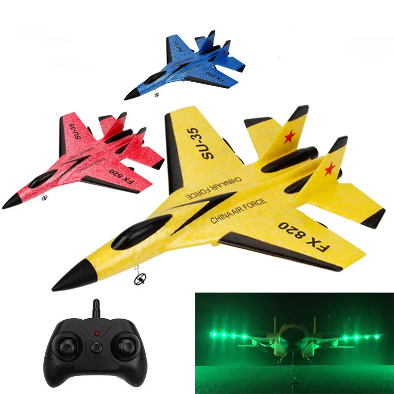 Electric/RC Aircraft SU35 FX820 RC aircraft 2.4G glider hand throwing EPP foam aircraft electric remote control RC aircraft toys Christmas gifts for children 230619