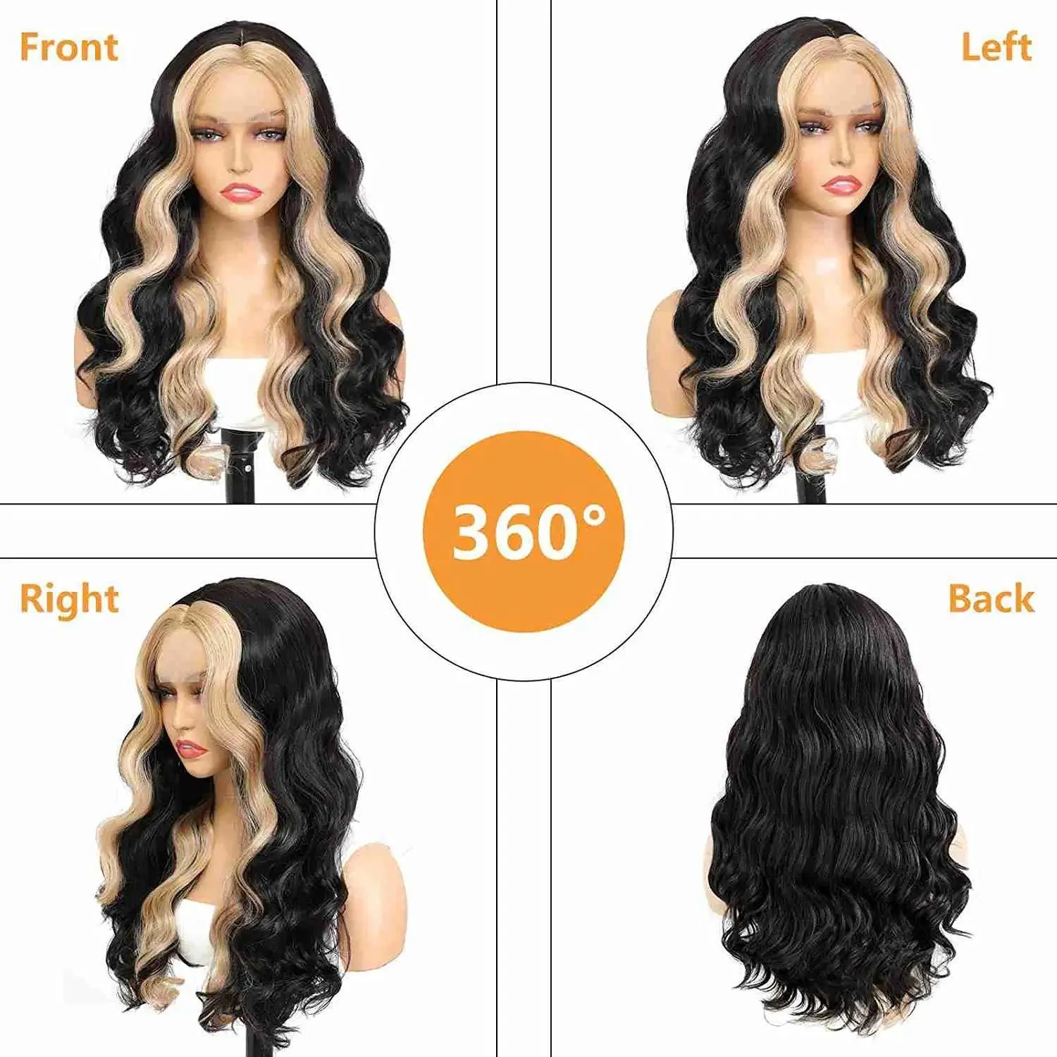 Nxy Hair Wigs 14 30inch Synthetic Highlight Lace Wig Long Ondulado Ombre para Mulheres Negras Parte do Meio Couro Cabeludo Falso Corpo Uso Diário 230619