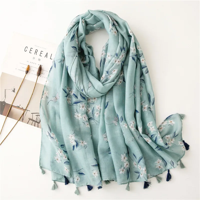 Scarves Fashion Summer Women Scarf Bohemia Flower Beach Hijab Shawls and Wraps Female Foulard Echarpe Designer Pashmina Bandana 230619