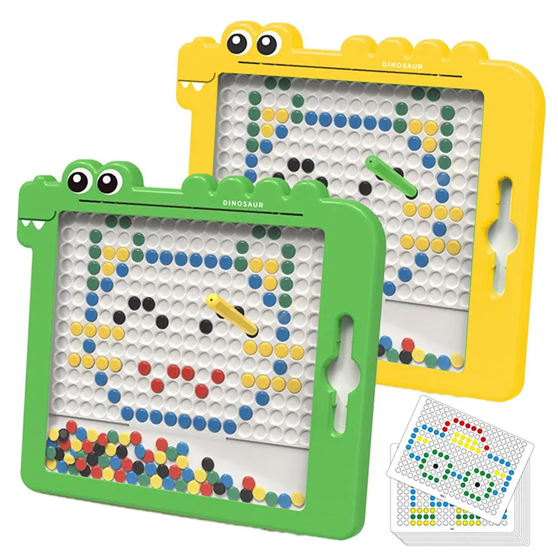 Intelligence toys Dinosaur Magnetic Drawing Board Toys Children's Color Beads Set Children's Graffiti Painting Games Early Learning Puzzle Toys 230619