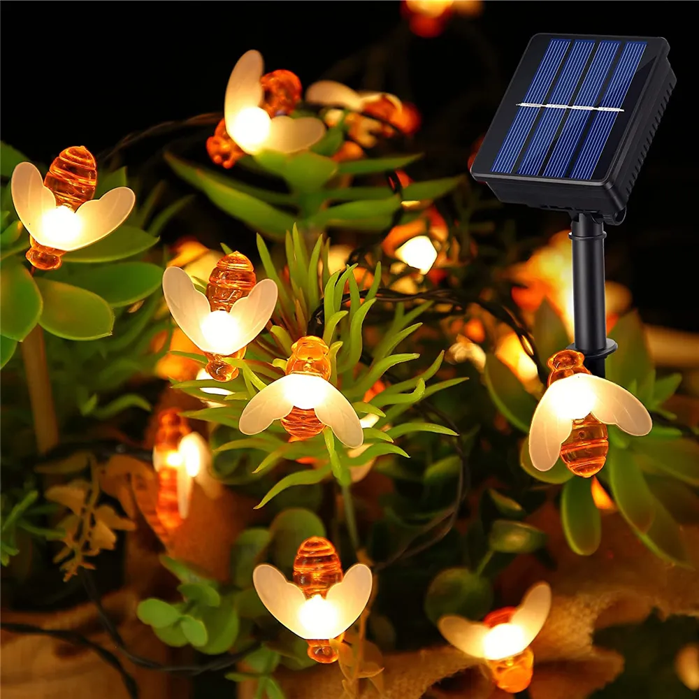 Garden Decorations Solar String Light 20 LED CULLE BEE Outdoor Light Wedding Home Patio Party Christmas Tree Honeybee Starry Fairy Decor Lamp 230617