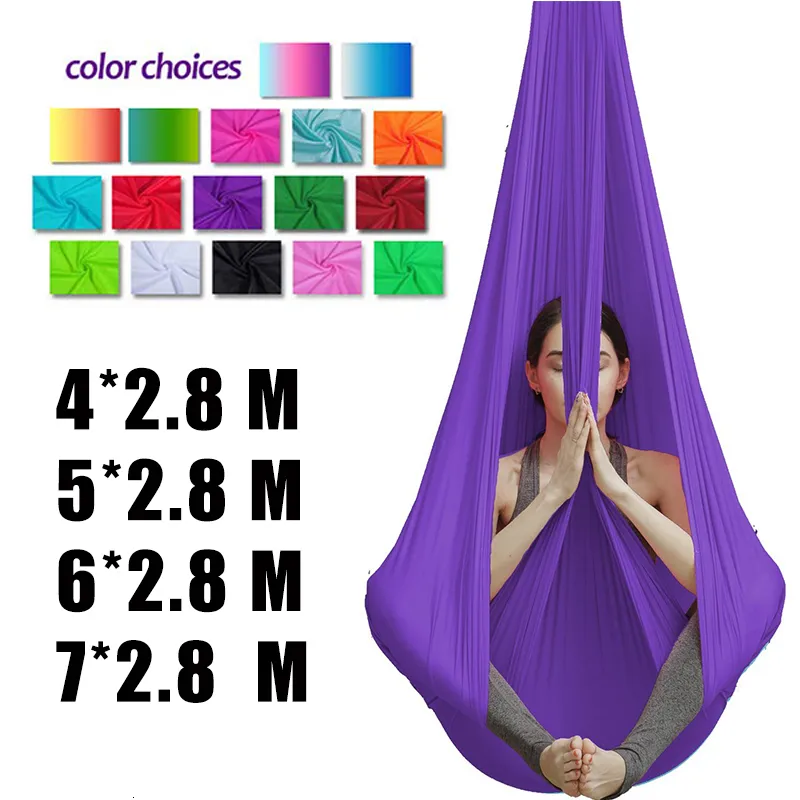 Fasce di resistenza 19 colori antenna yoga amaca seta 4/5/6/7 * 2.8 m yoga altalena volante per antigravità yoga inversioni yoga imbracatura 230617