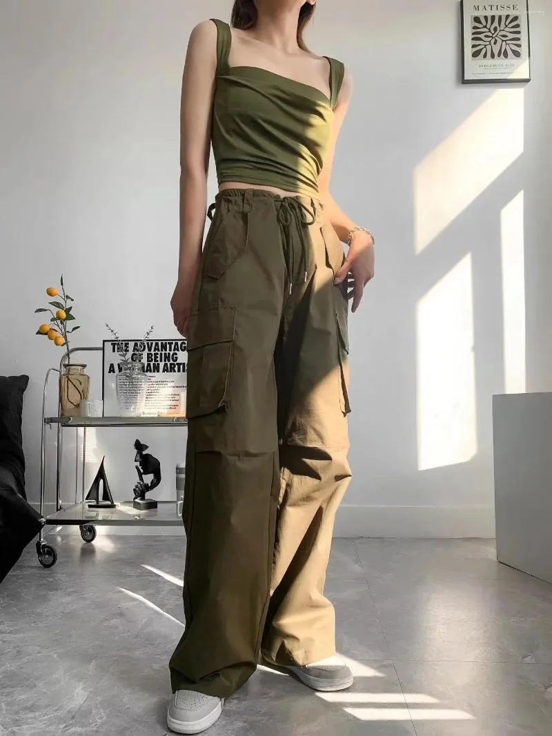 Eve Y2k Olive Green Cargo Flare Pants