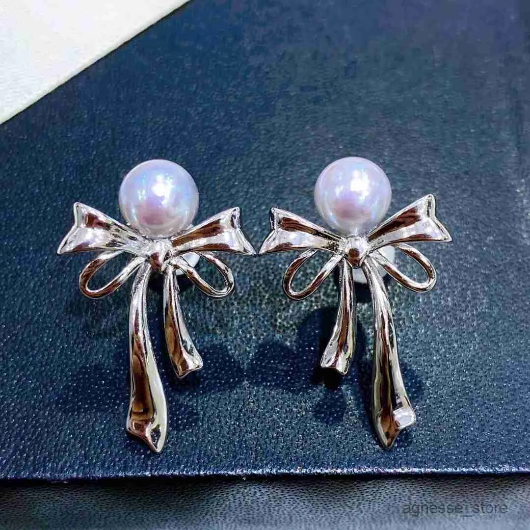 Stud Diamondbox -Jewelry earrings ear silver blue sterling silver ribbon 6.5-7 round charm gift idea girl R230619