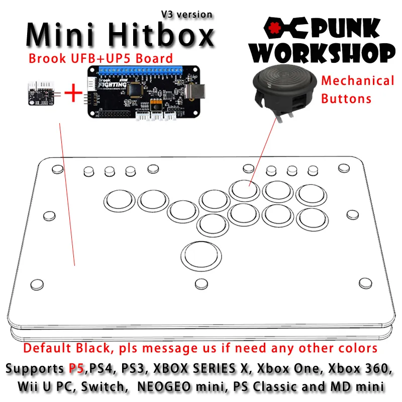 Punk Workshop Mini HitBox V3 SOCD Fighting Stick Controller