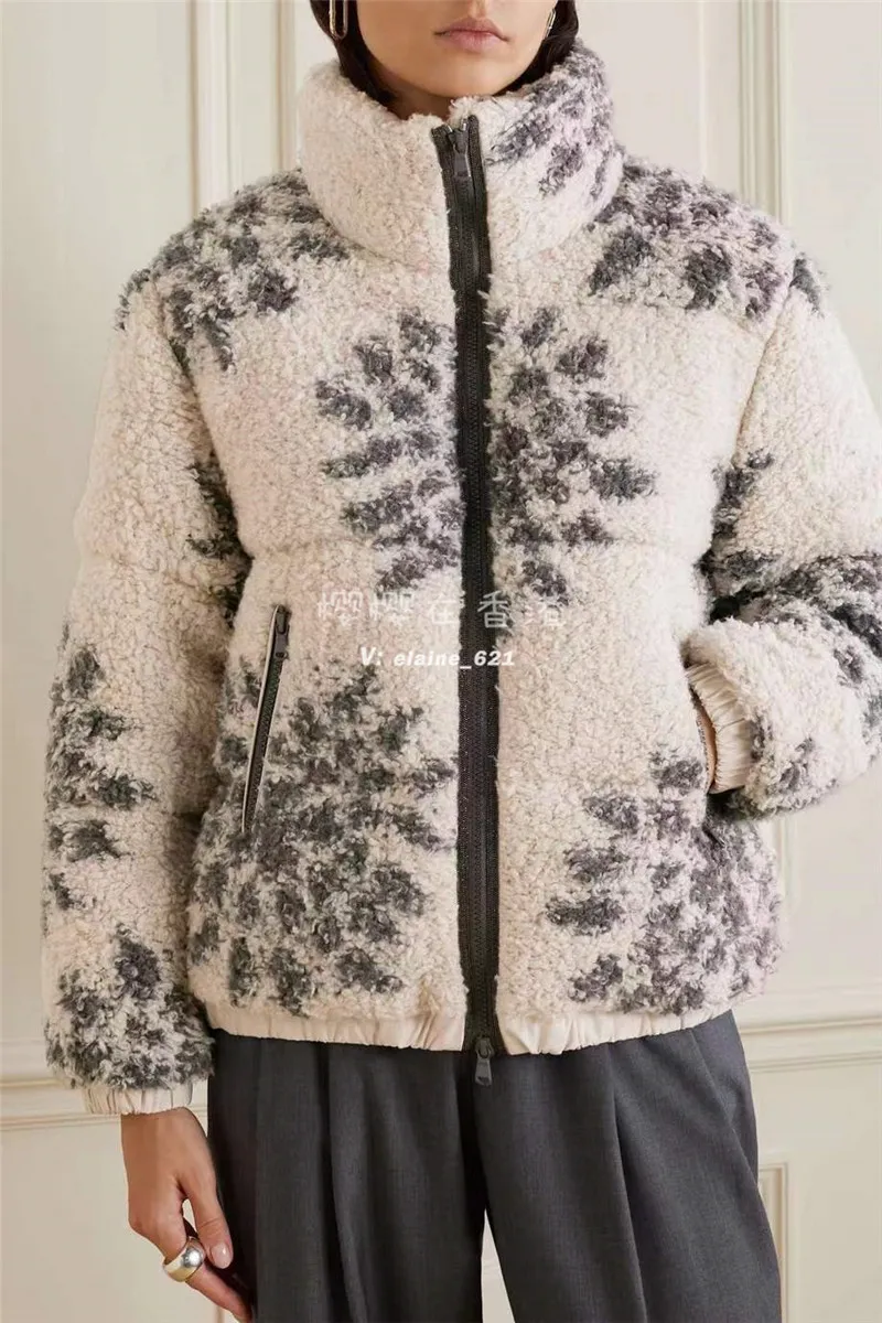 Designer Women Fur Płaszcz Brunello Cuccinelli Sprężyna i jesienna biała kaczka w dół płaszcz kaszmiru