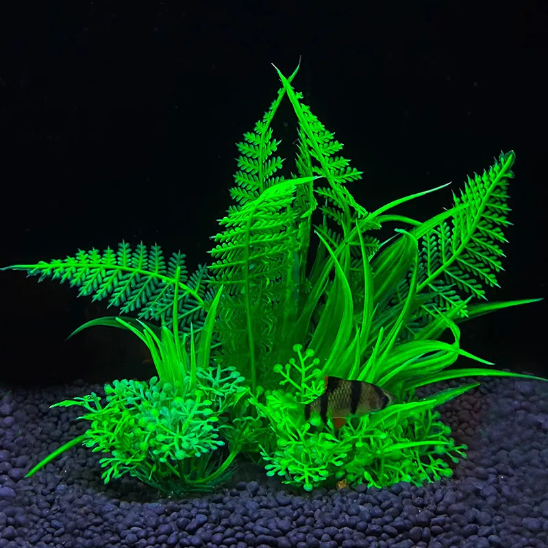 Dekorationer Artificial Aquarium Decor Plants Water Weeds Ornament Plastic Aquatic Plant Fish Tank Dekorera tillbehör Tillbehör 230619