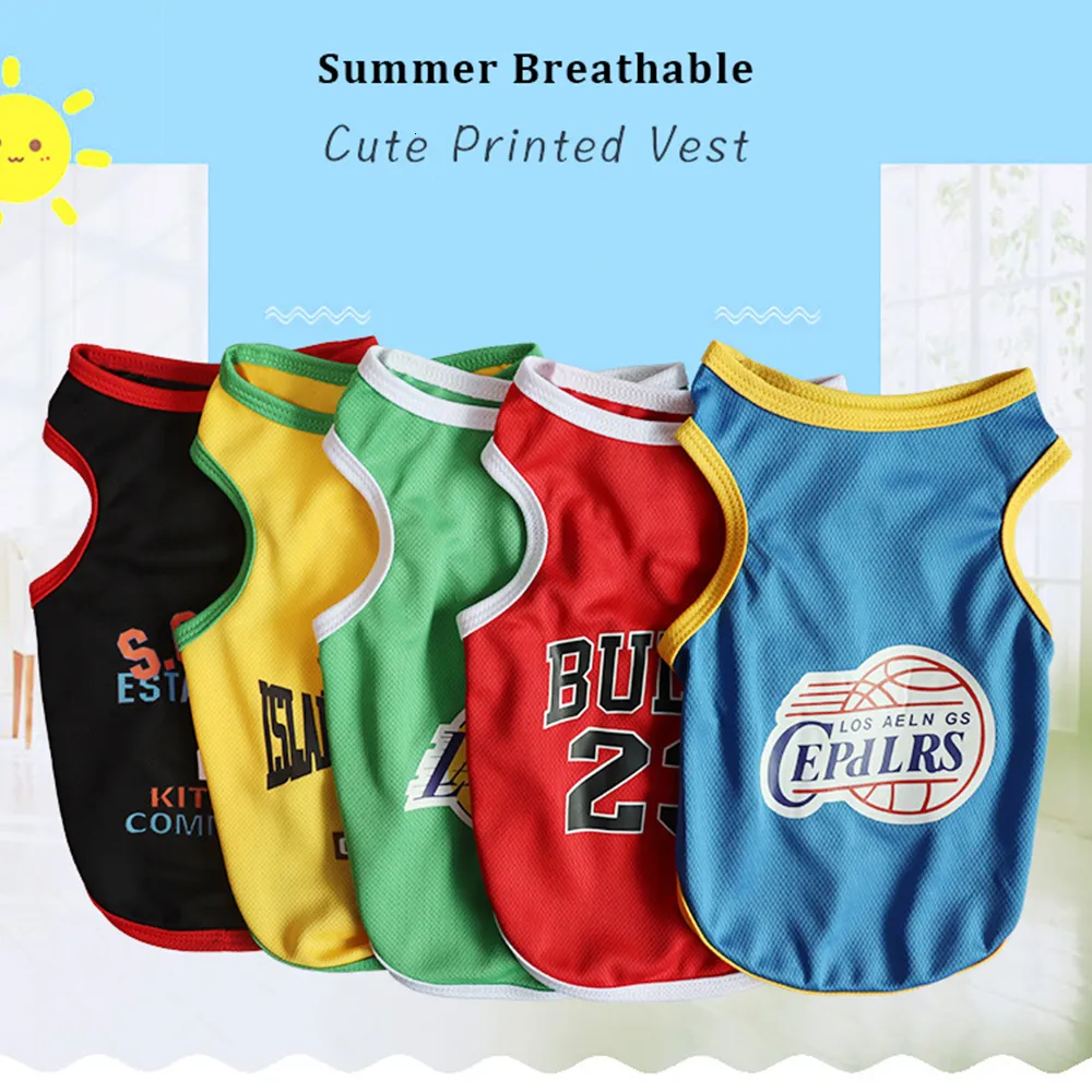 Hondenkleding OIMG Ademend Hond Basketbal Uniformen Teddy Schnauzer Franse Bulldog Dunne Gedrukte Kleine Hond Shirts Zomer Cool Puppy Jersy 230617