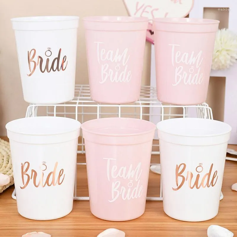 Décoration de fête Bachelorette équipe mariée à être tasses mariage en plastique tasse à boire pailles pour douche nuptiale poule nuit approvisionnement