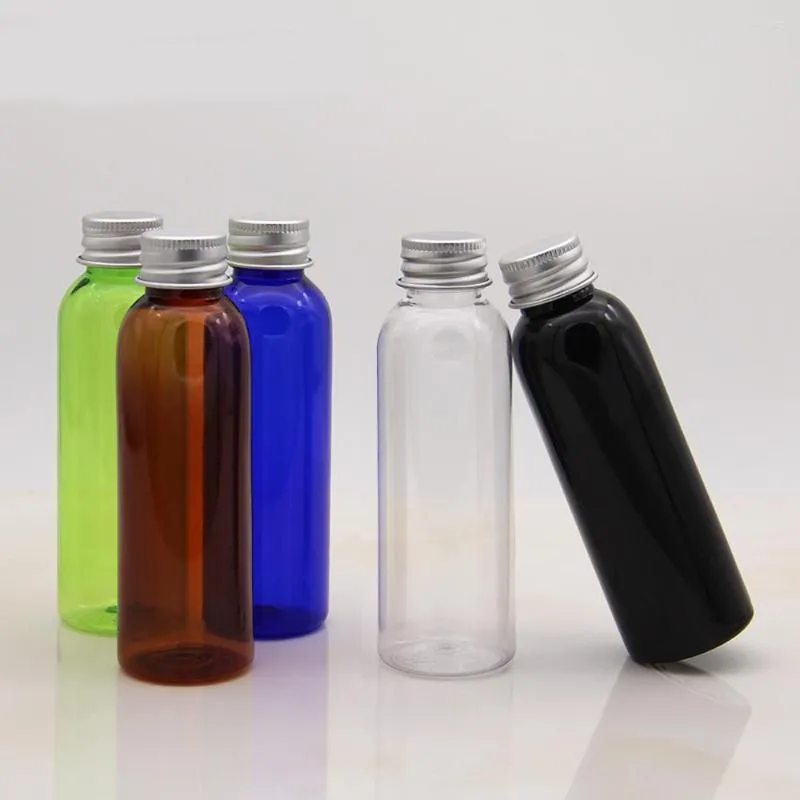 Aufbewahrungsflaschen 5 Stück 60 ml leere Plastikflasche mit Aluminium-Schraubverschluss-Stecker Kosmetikbehälter